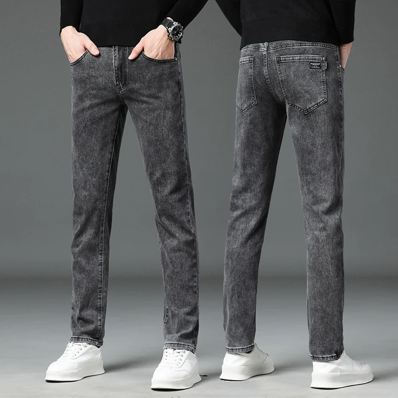 2024高贵新款弹力修身直筒潮流休闲牛仔裤男士长裤百搭秋季