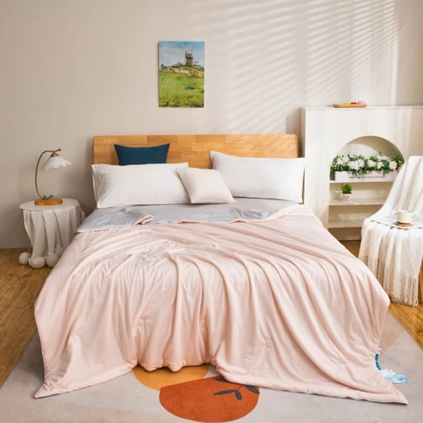 小空调凉感丝夏凉被200*230～粉D56