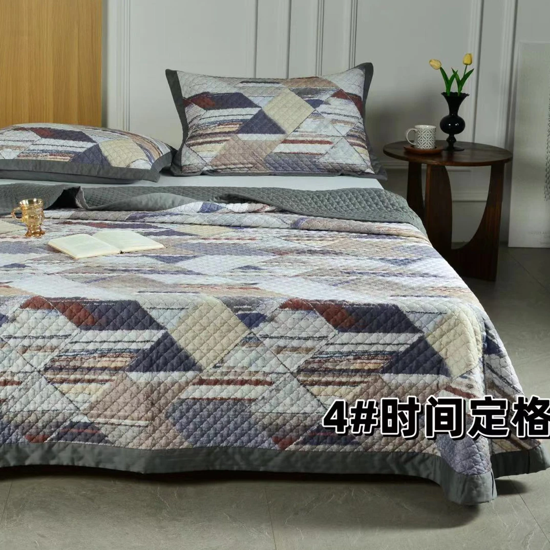 幕古80S超细旦双面多用床盖三件套250*250时间定格～F501