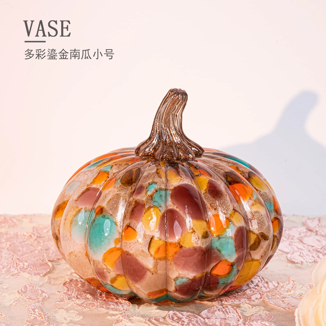 时尚彩色鎏金波点南瓜小号客厅玄关桌面绿植花卉花瓶F897