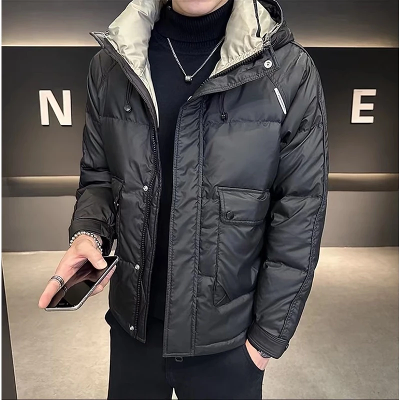 免洗三防新款羽绒服男冬季保暖百搭外套加厚御寒连帽-H-106秋冬潮