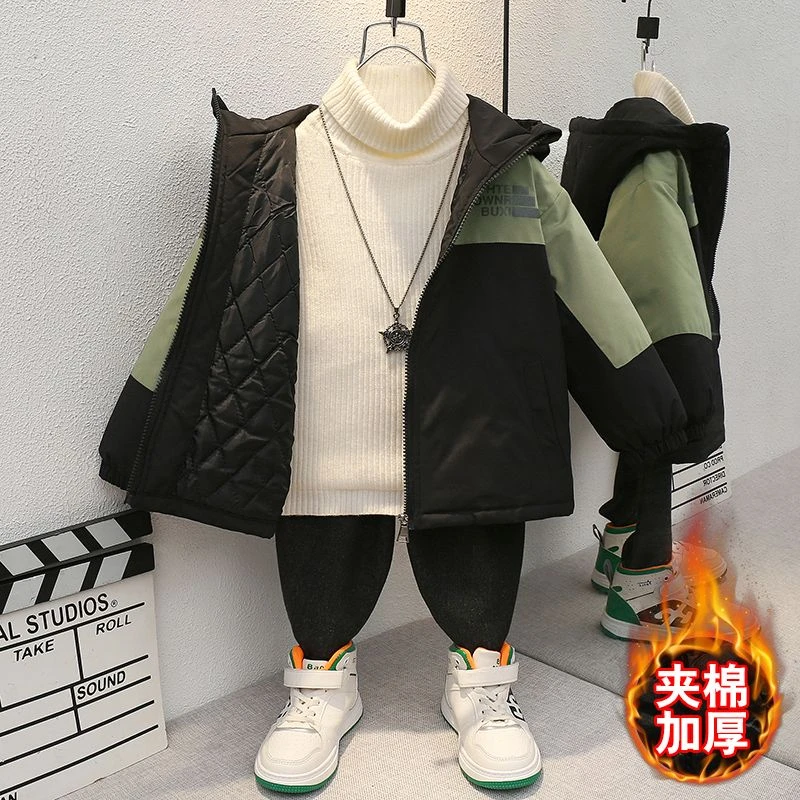 【小扬哥推荐】男童加厚外套2023秋冬新款中小童洋气冲锋衣棉服儿