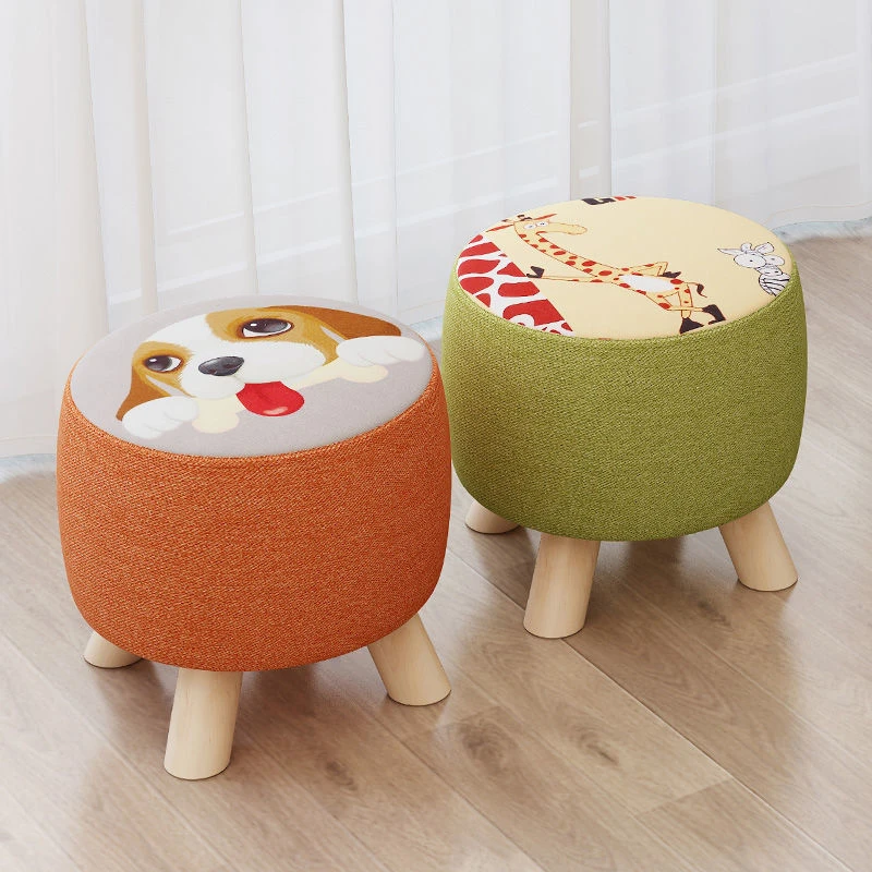 小凳子家用布艺实木换鞋凳客厅网红板凳懒人沙发茶几矮凳创意圆凳