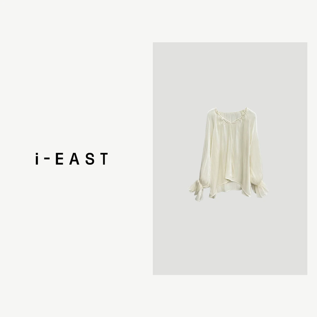 i-EAST 超绝温柔风~ 气质时尚百搭纱纱上衣-4X H24C150