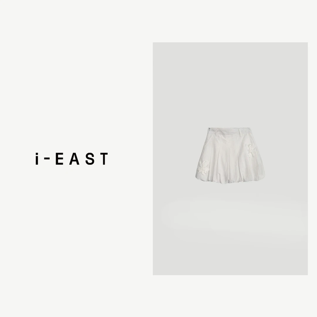 i-EAST 乖韩甜心~立体花朵蓬蓬短裙-4X Q32873