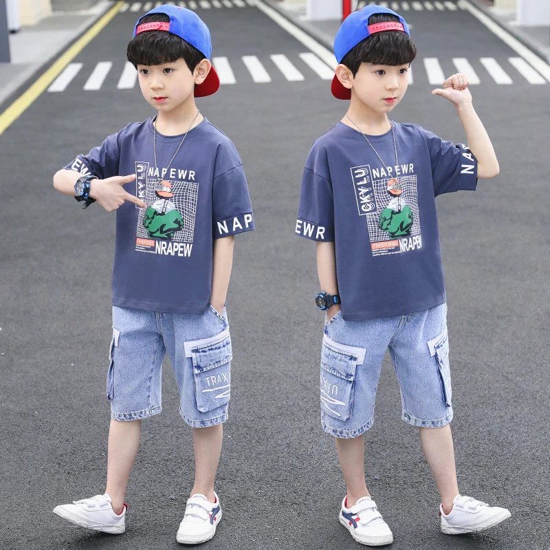 儿童装夏装2025新款男童夏季短袖套装休闲潮酷帅气衣服夏款中大童