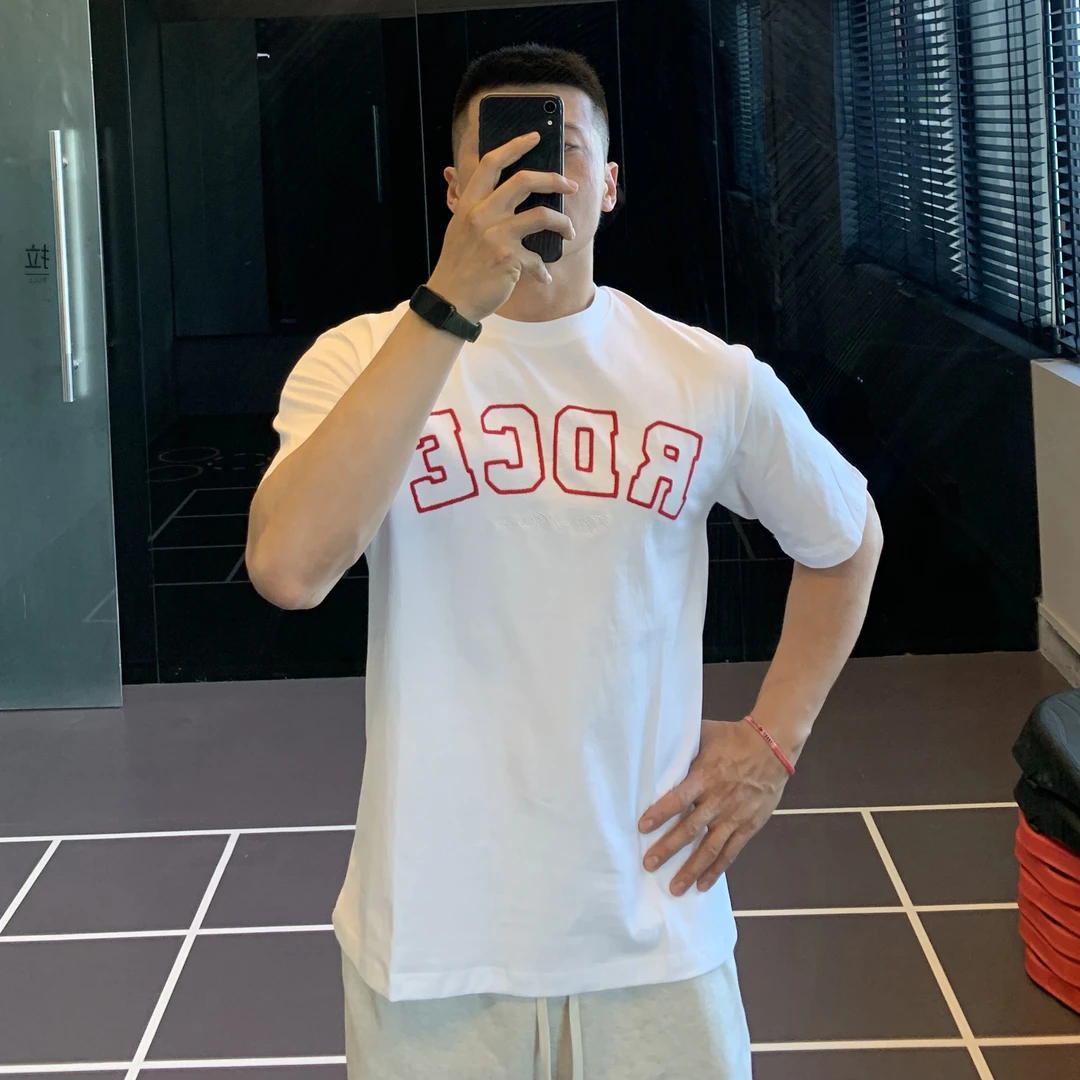 irontrap纯棉字母印花T恤男士圆领简约上衣运动训练健身衣服夏季