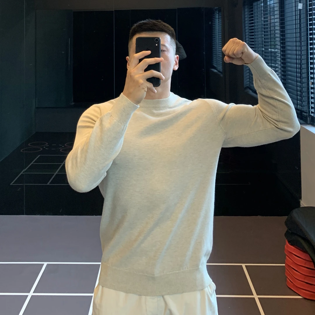 IRONTRAP绵羊毛内搭针织衫打底休闲毛衣修身长袖T恤健身衣男秋冬