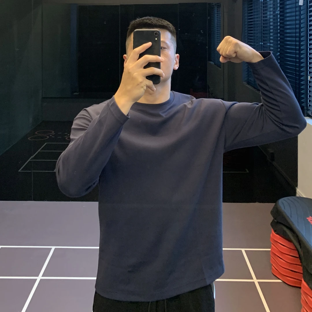 IRONTRAP 230g空气层运动长袖T恤健身衣服男弹力打底衫上衣秋冬季