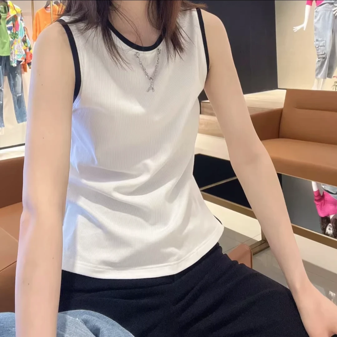 阿玛施时尚造型百搭无袖简约显瘦休闲链条A背心5300813