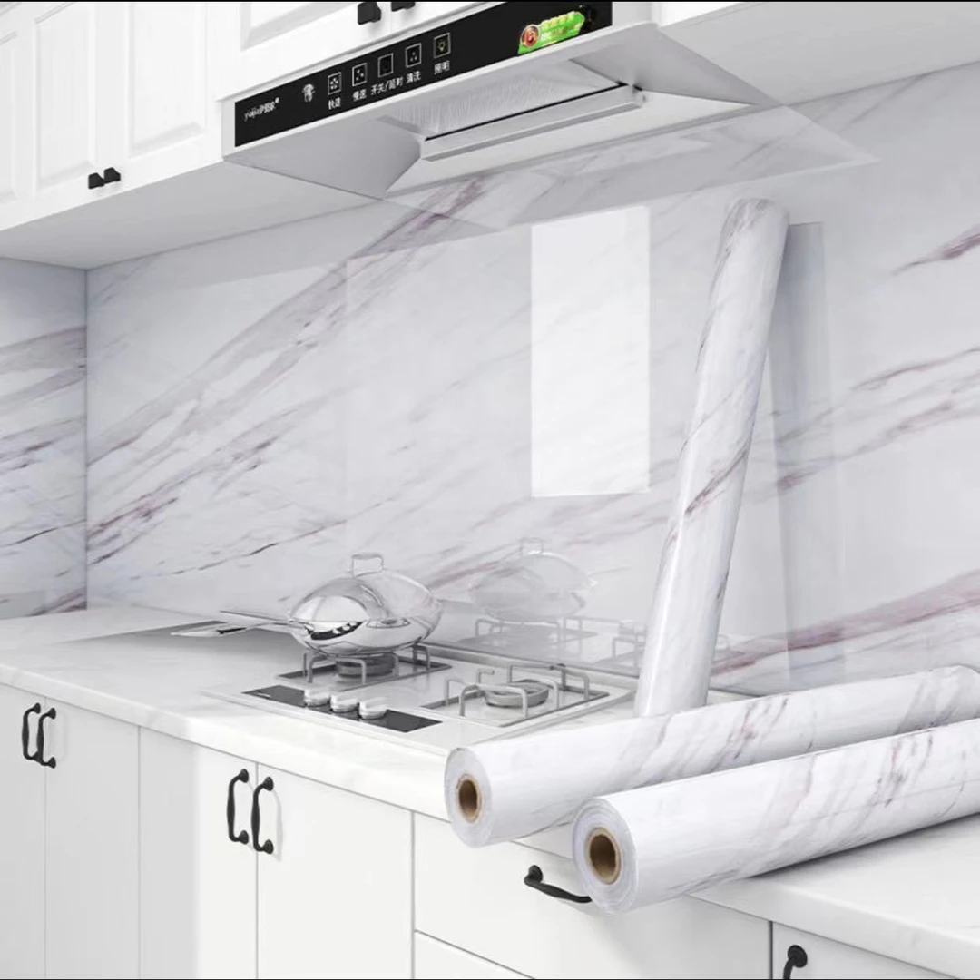 加厚大理石厨房防油贴纸pvc防水防油灶台橱柜桌面家具翻新墙壁