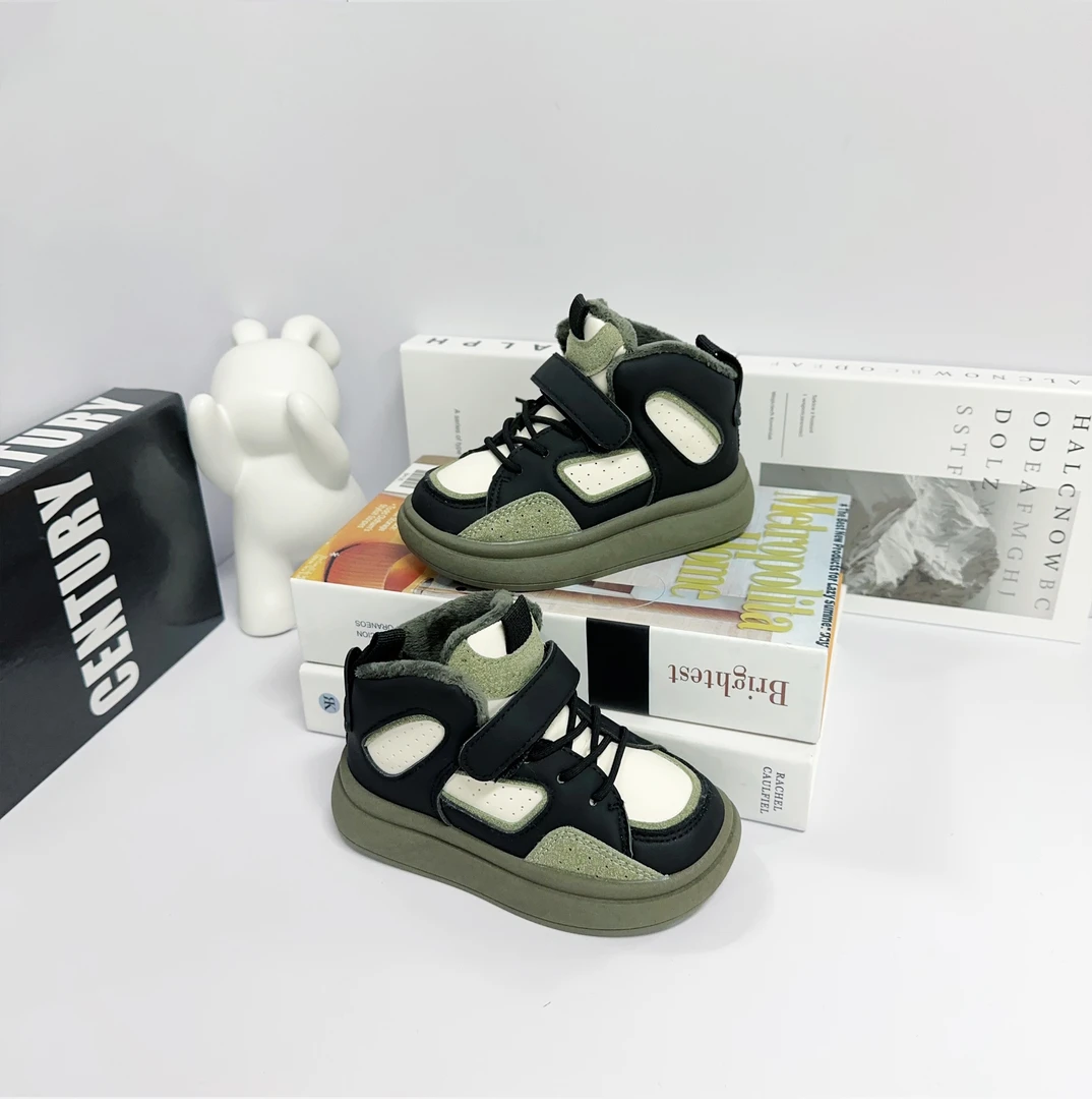 【小胖子专属】36080儿童高帮雪地靴防滑冬季加绒男女童棉靴新款猫