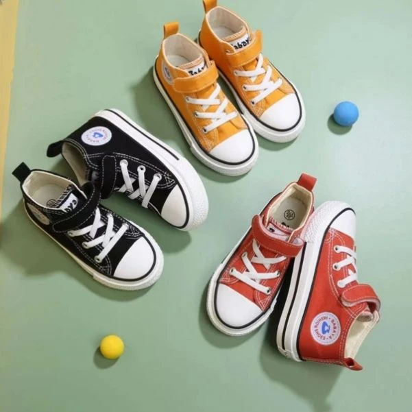 【小胖子专属】9215 儿童高帮帆布鞋女童鞋男童布鞋春季宝宝新款