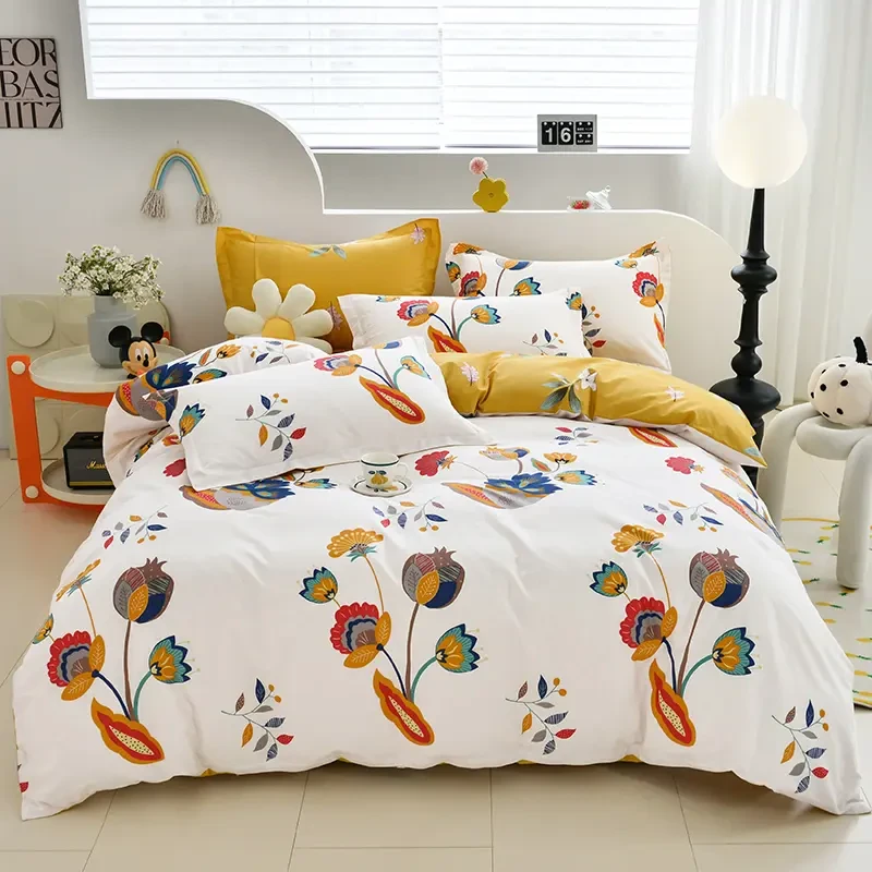 四季通用100%全棉床上用品纯棉斜纹印花棉被罩四件套不起球不掉色