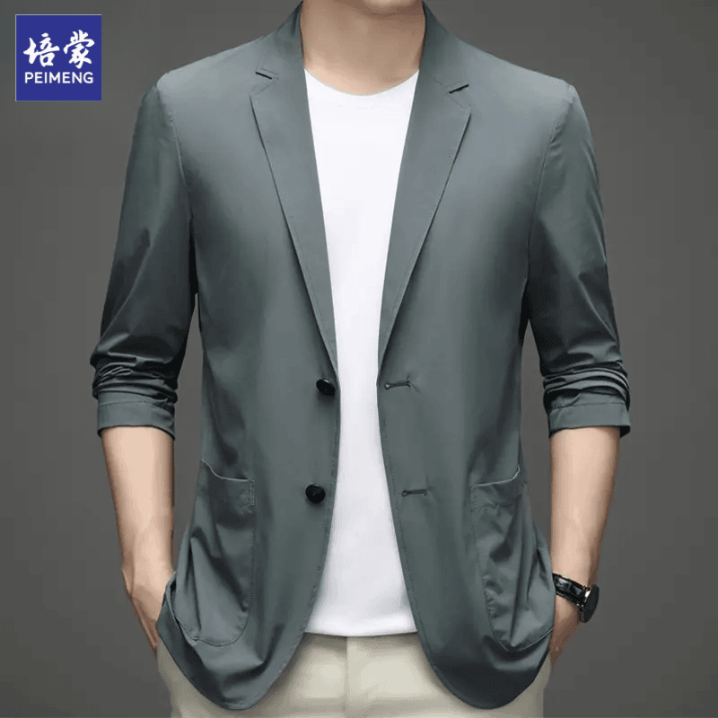 培蒙冰丝西服男士春夏季新款休闲超薄西装轻薄单西防晒衣外套男潮