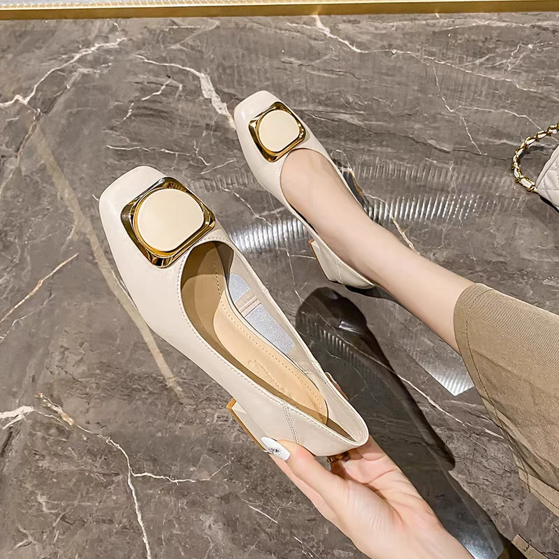 钻扣平底单鞋女士