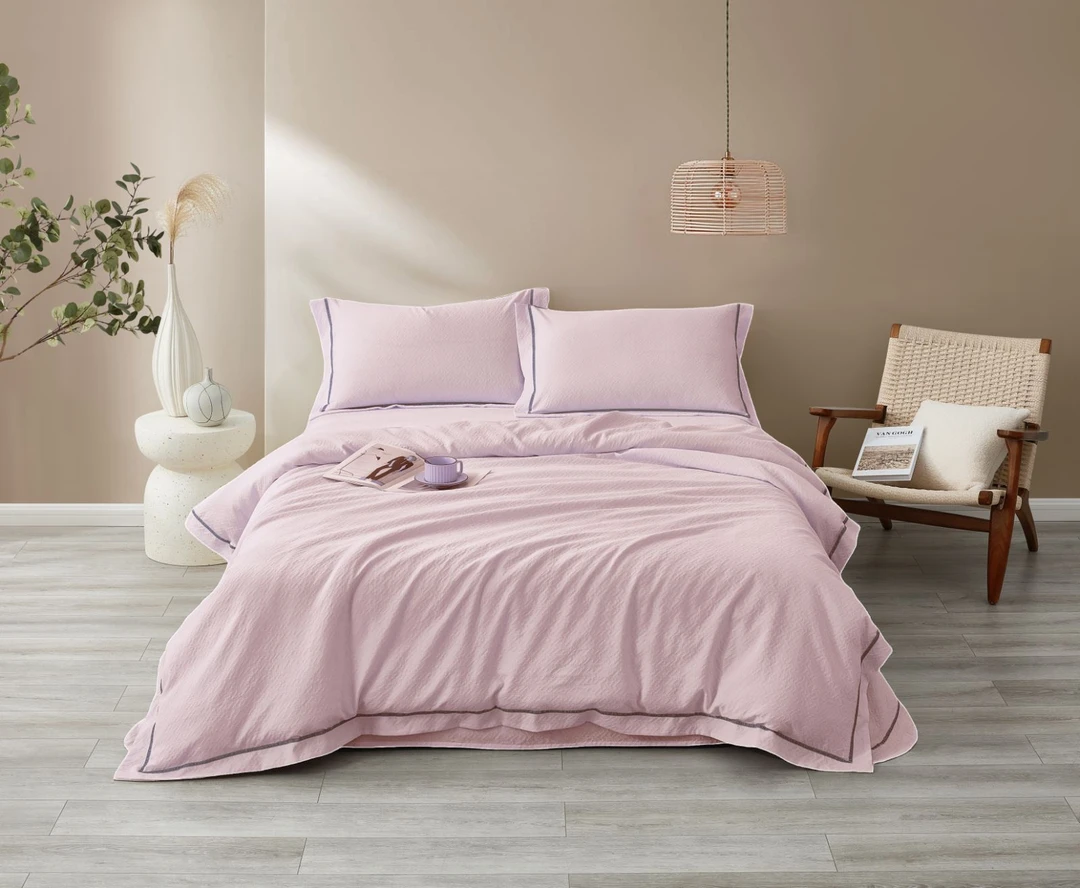 （方回）轻奢高端天丝棉设计师款纯色大宽边工艺款四件套