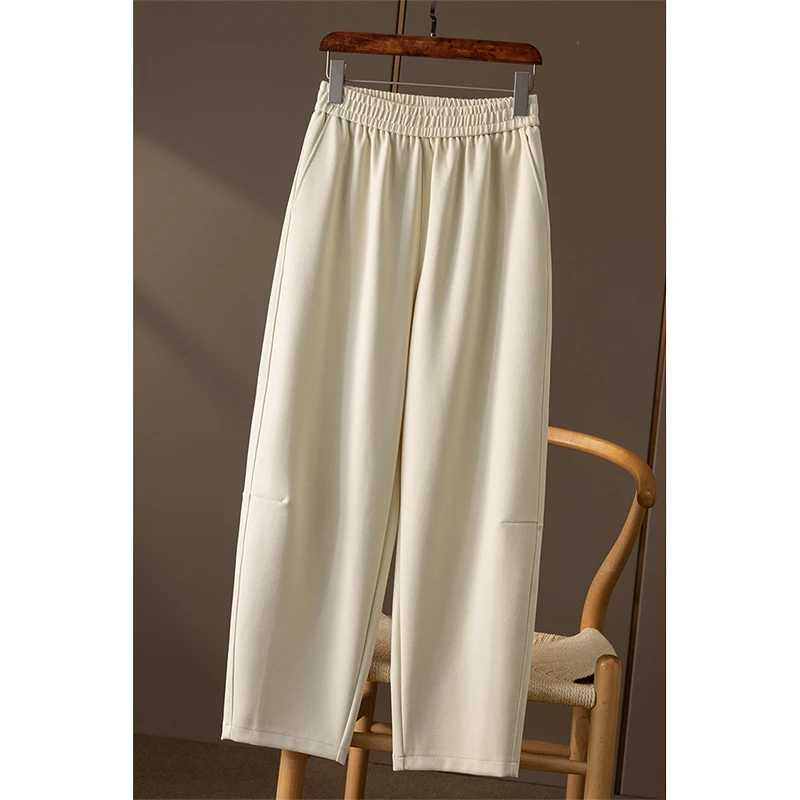 奶奶懒人裤 法柜垂坠松紧腰九分锥形裤女春天家8N34