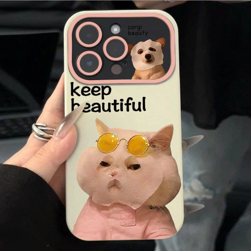 可爱面膜猫咪苹果14promax手机壳iphone13大视窗12/11防摔78p全包
