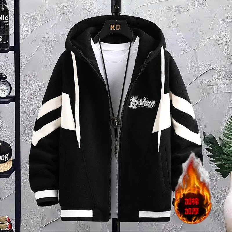 青少年学生新款休闲夹克连帽奥粒开衫潮流拼接外套219