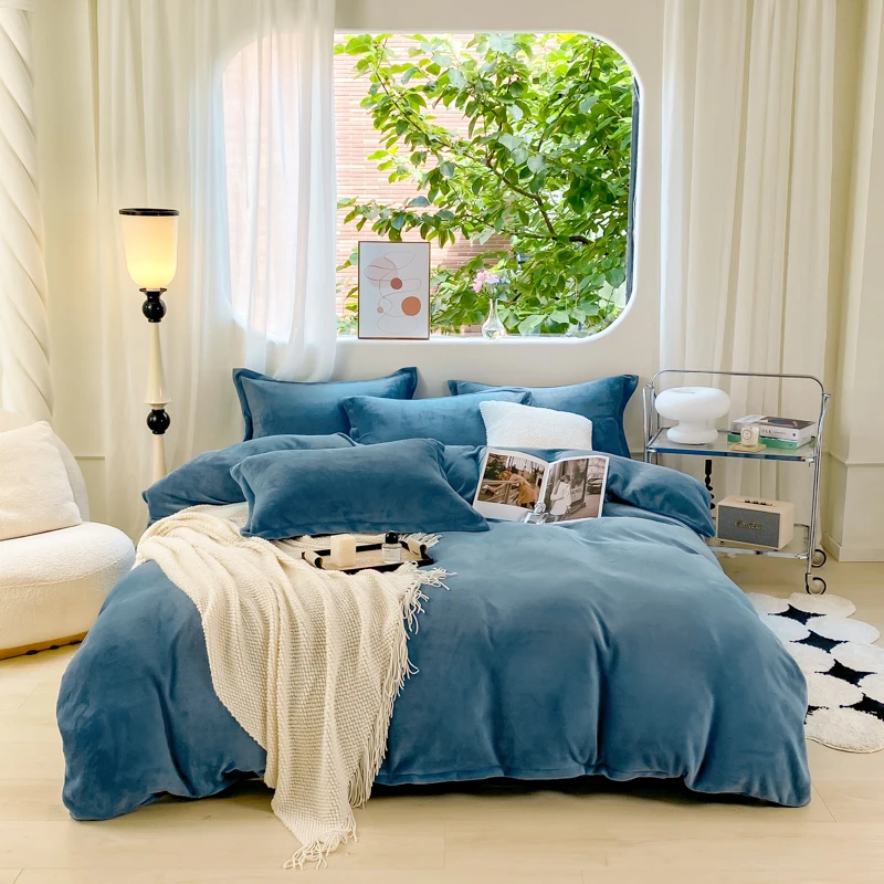 2023新款暖绒蓄梦纯色牛奶绒四件套