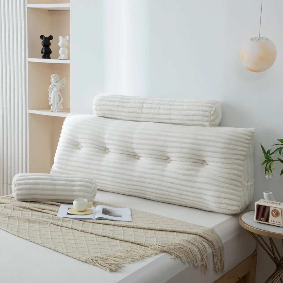 魔法绒新款床头软包靠垫奶油风三角靠垫卧室靠背榻榻米靠背可拆洗