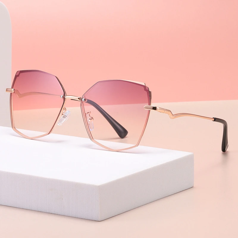 2025新款无框ins太阳镜女款韩版个性墨镜潮金属高级防紫外线眼镜