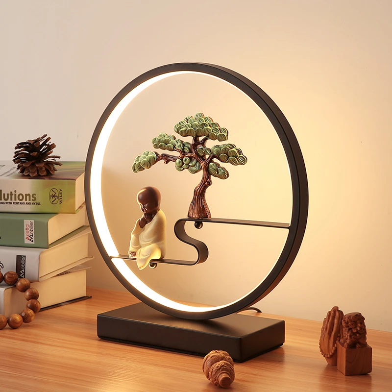 新中式台灯卧室床头灯简约现代复古温馨客厅书房创意酒店禅意台灯