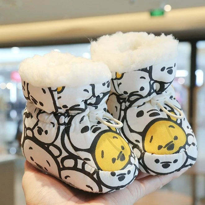 冬季新生男女婴儿鞋加绒软底保暖0-6-12个月宝宝学步鞋可爱棉鞋