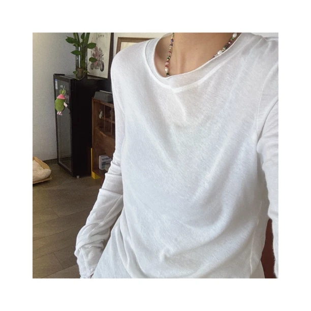 木子洋|【纸片人】慵懒风穿不烂显瘦纯色套头打底衫