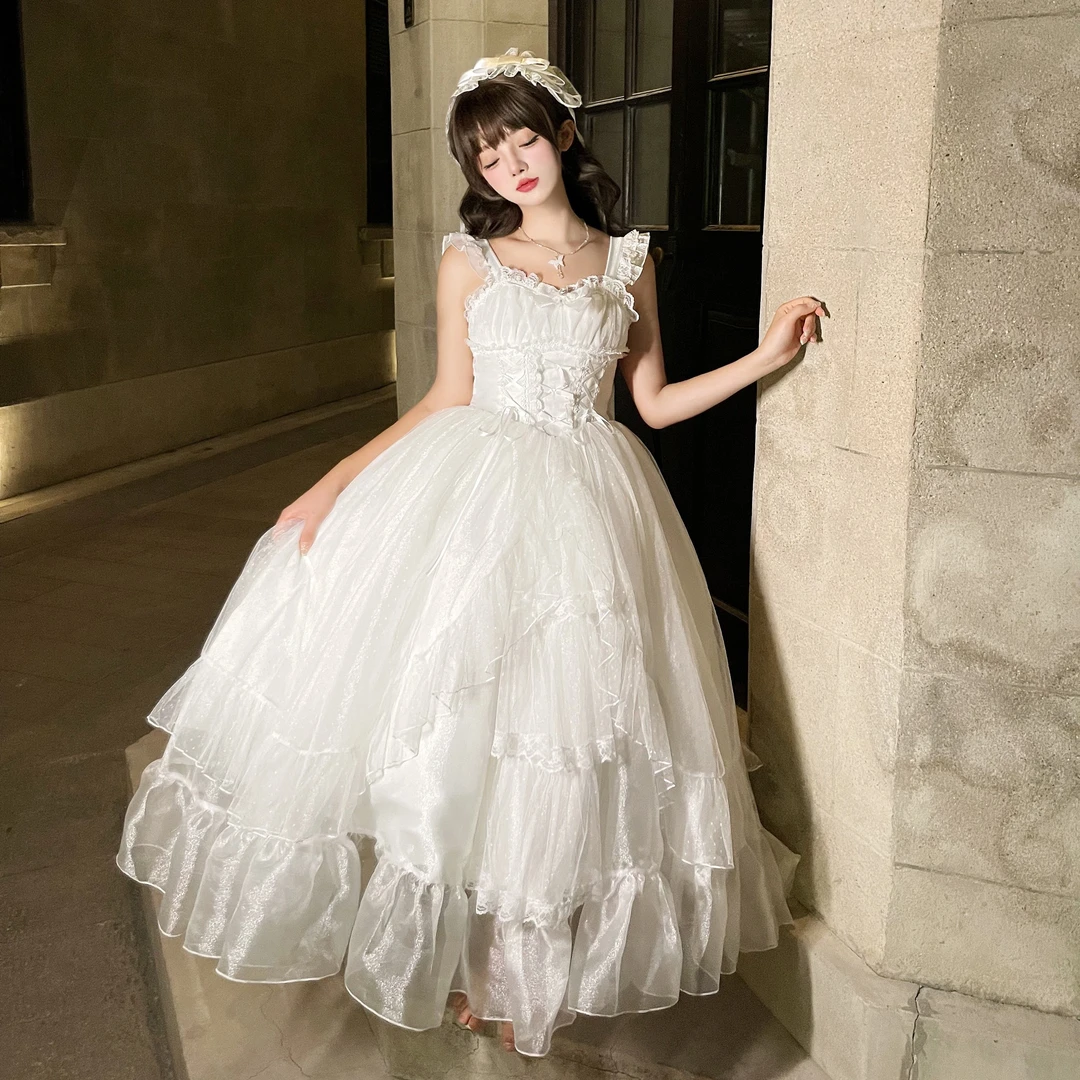 【月光奏曲】白糖少女原创设计Lolita洋装复古风jsk吊带连衣裙秋