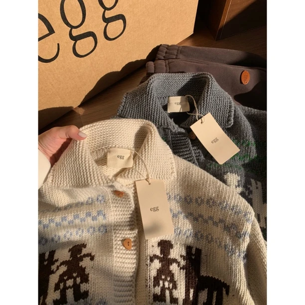 【现货发】【爆款入场】含羊!!e*巨厚实！两色北欧费尔岛提花毛衣~