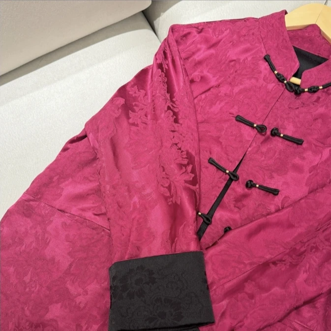 觉悟 芳华设计新中式复古提花外套国风拼接盘扣外套