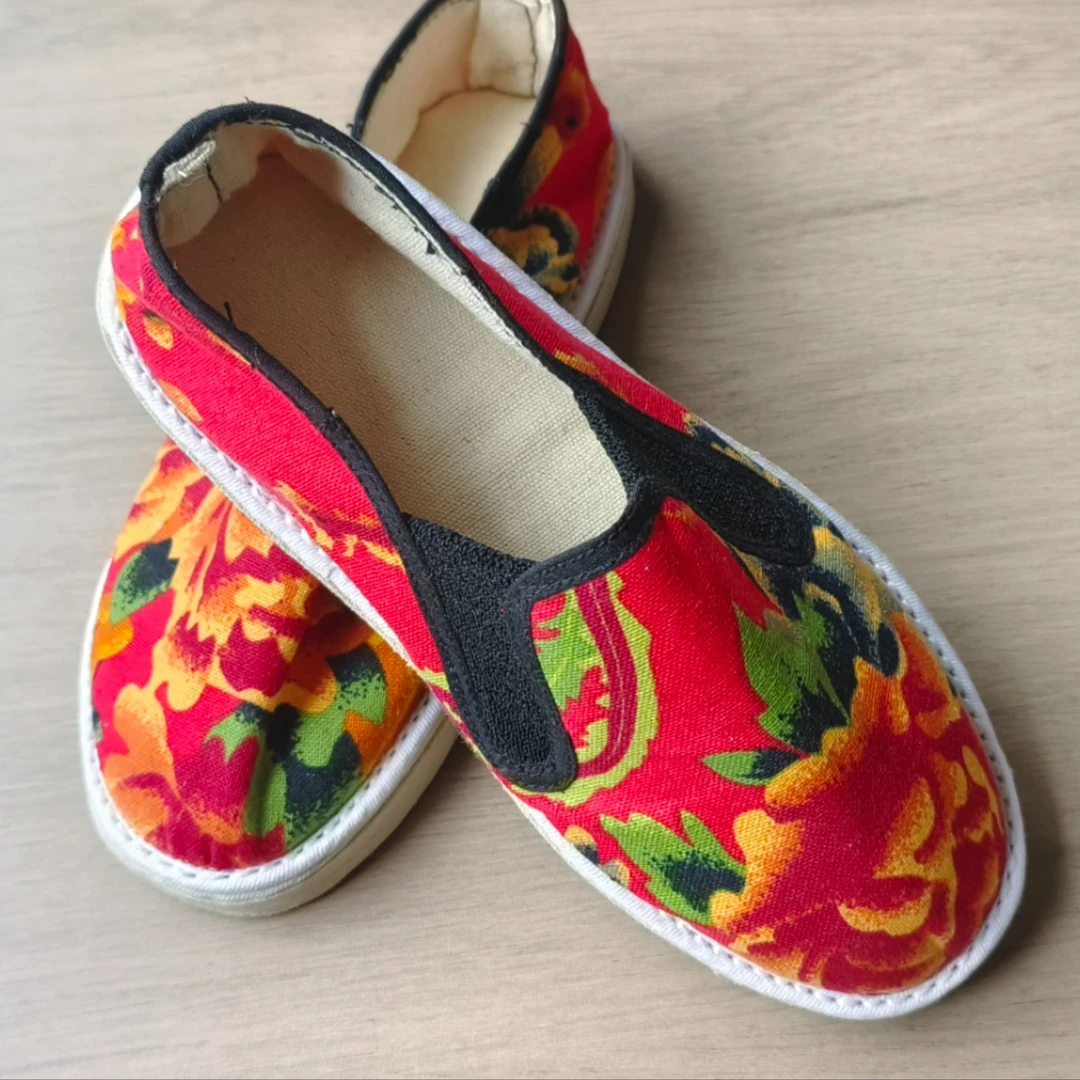 农家东北大花手工布鞋切边千层底猪鼻孔款防臭透气