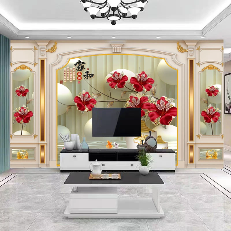 高档大气欧式电视背景墙壁纸客厅装饰墙布简约现代壁画卧室墙纸
