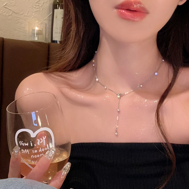 合金仿珍珠项链 温柔风~流苏仿珍珠项链女款小