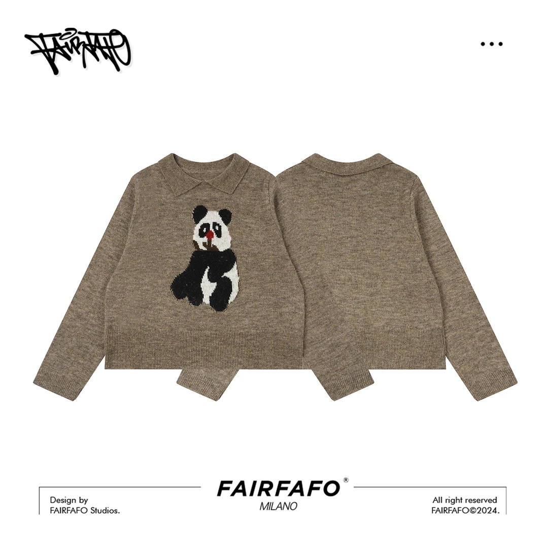 FAIRFAFO林肉肉【娃娃领抽象熊长袖】MY47174设计感舒适熊猫长袖