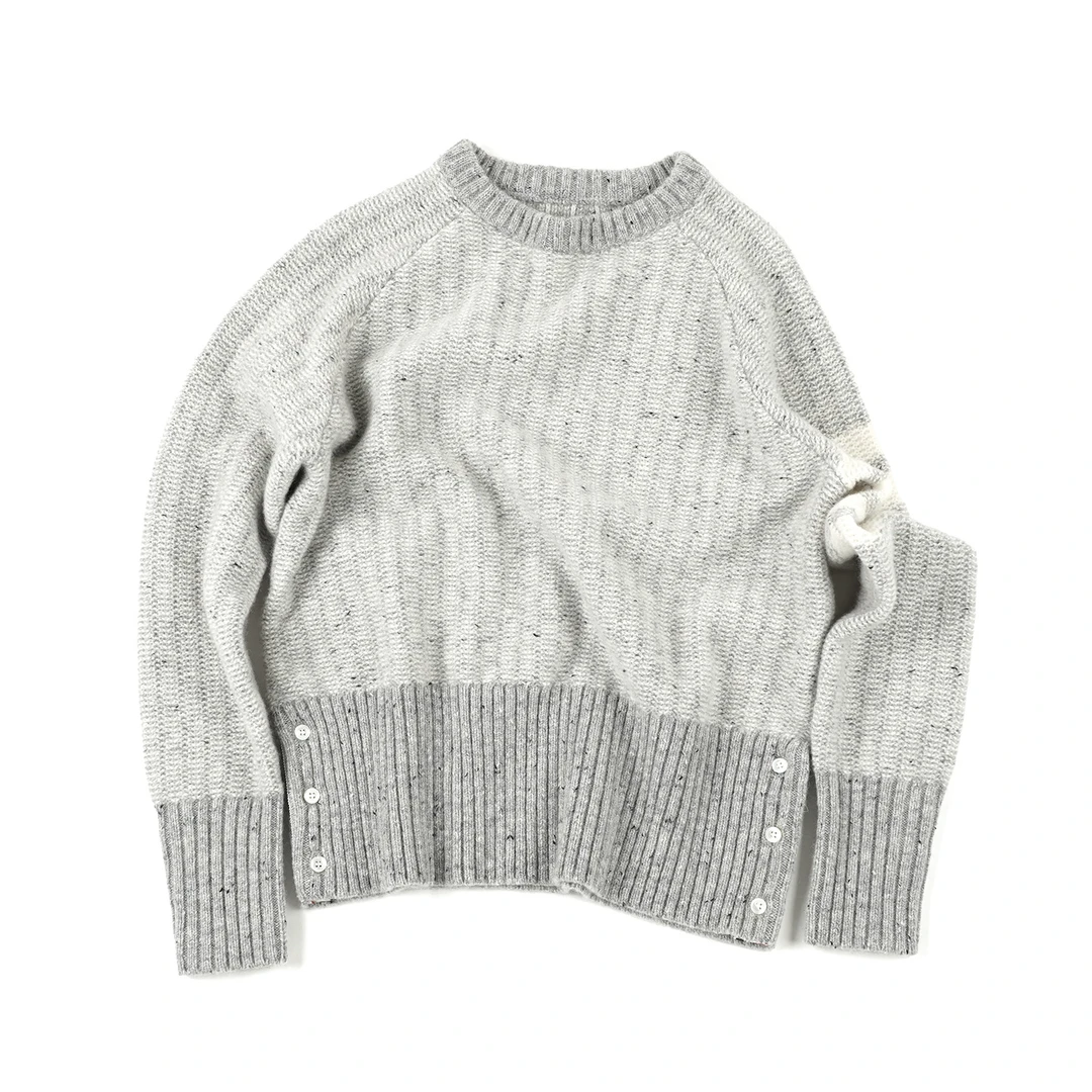 FAIRFAFO【圆领粗针毛衣】MYBL47213柔软舒适保暖加厚针织灰色毛衣