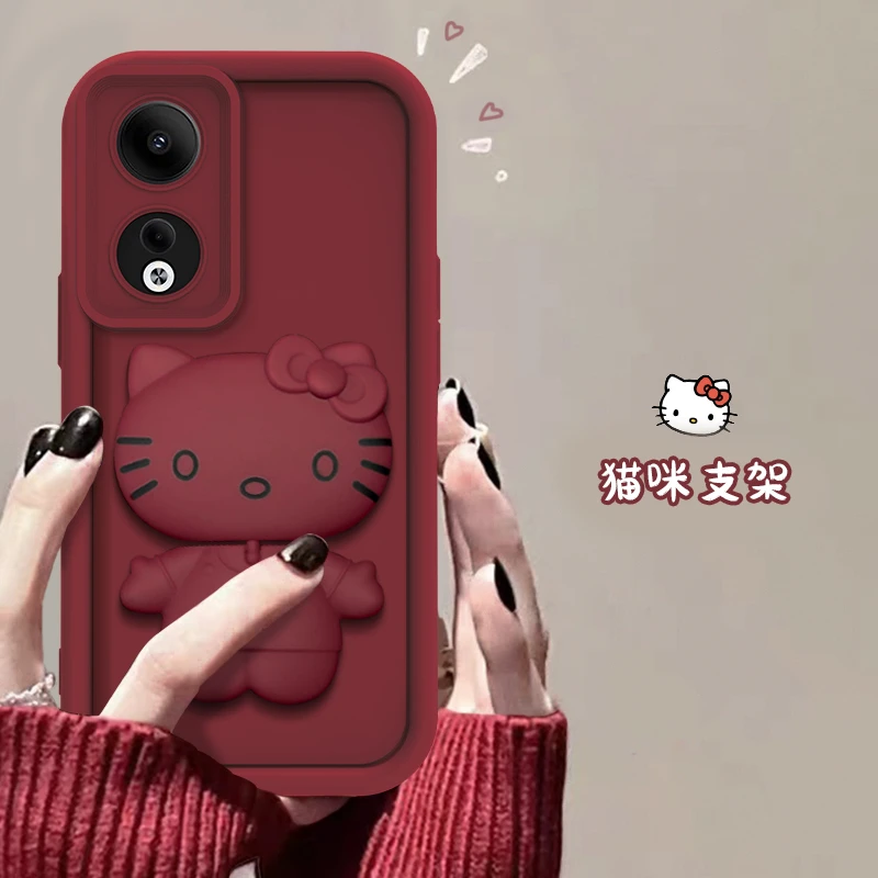 oppo A58手机壳猫猫支架款网红爆款天眼硅胶全包防摔可爱女款软壳