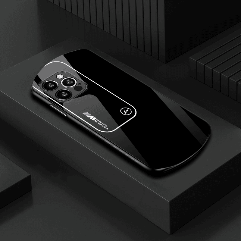 适用【苹果12Pro】新款弧形玻璃渐变宝马简约软边商务手机壳