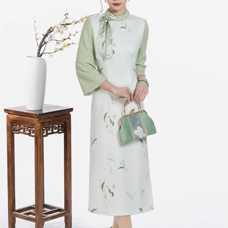 【挽苏】1859拼接改良旗袍女款高端小个子国风新中式日常连衣裙