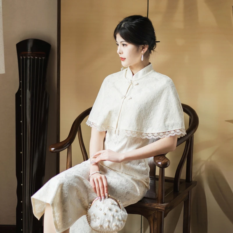 1882司藤同款旗袍气质高端改良蕾丝新中式国风日常小个子连衣裙