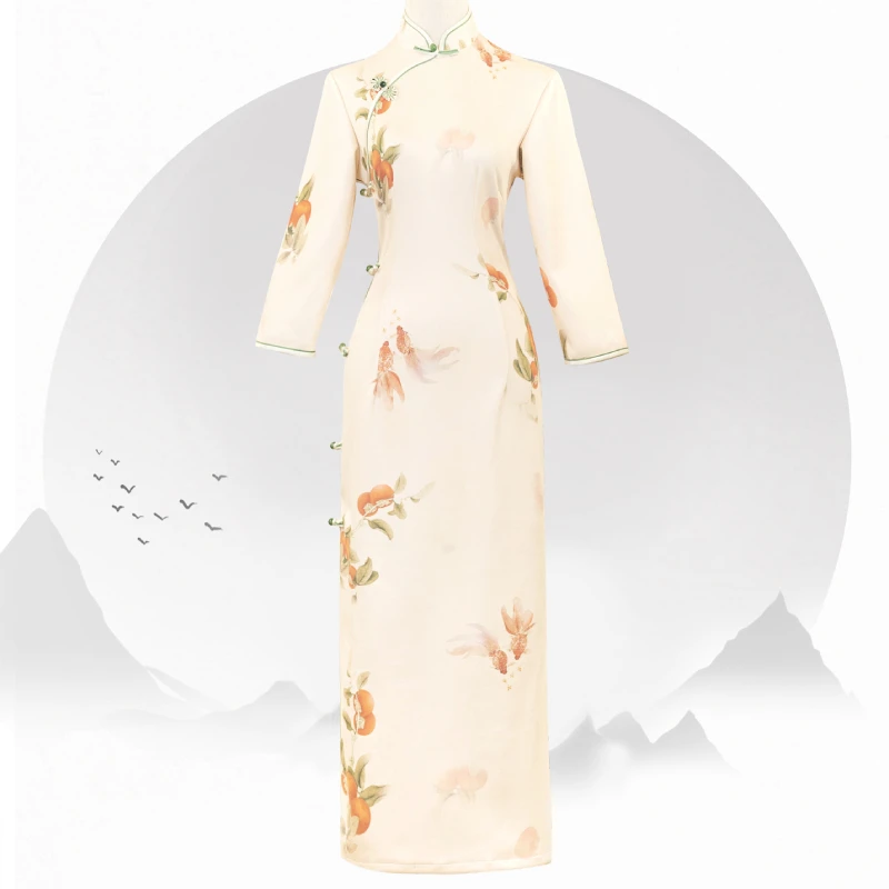 D0112【万事胜意】中国风旗袍新中式早秋优雅显瘦气质连衣裙修身