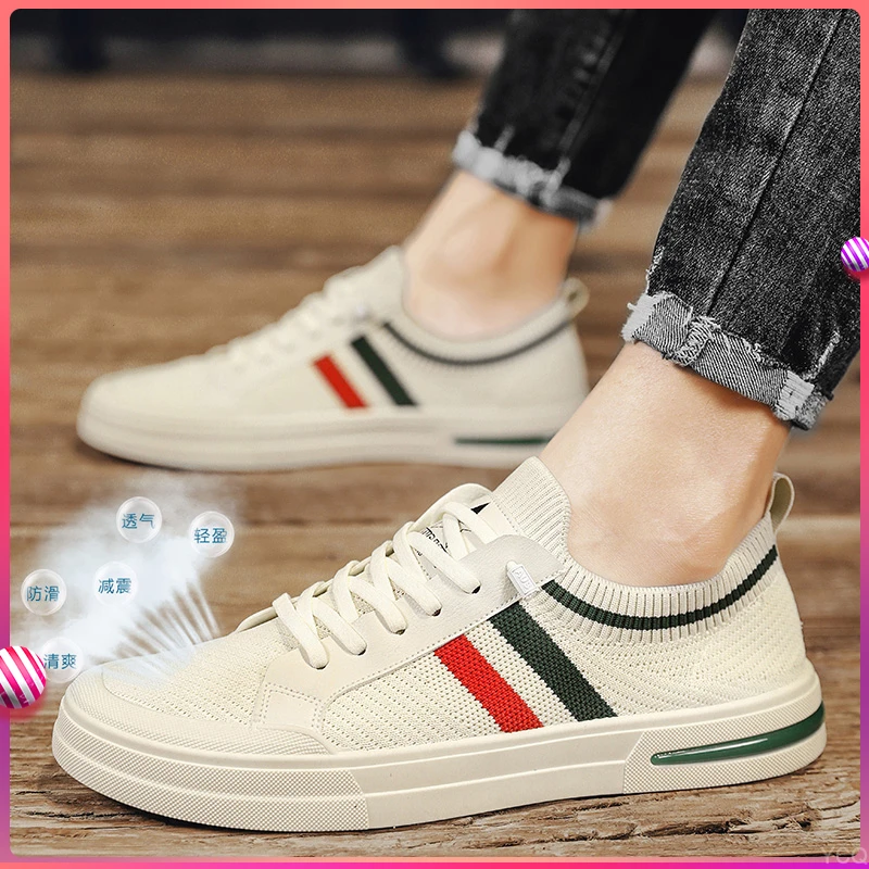 男鞋夏季新款男士一脚蹬潮流百搭飞织透气网鞋鞋子男款休闲板鞋男