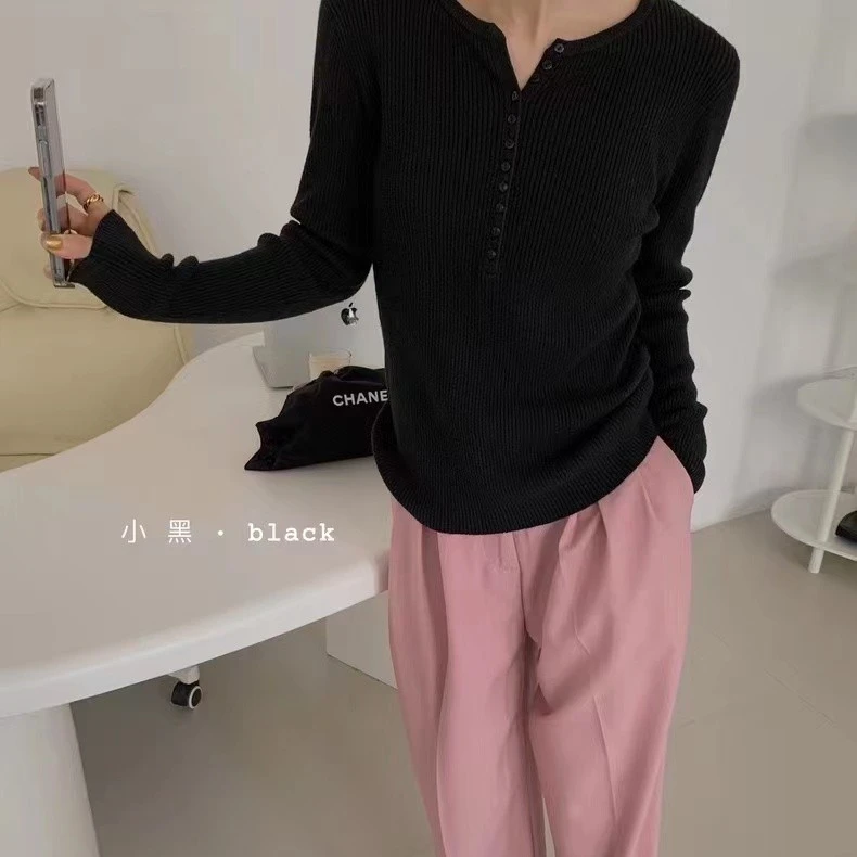 T1381  坑条针织弹力打底衫