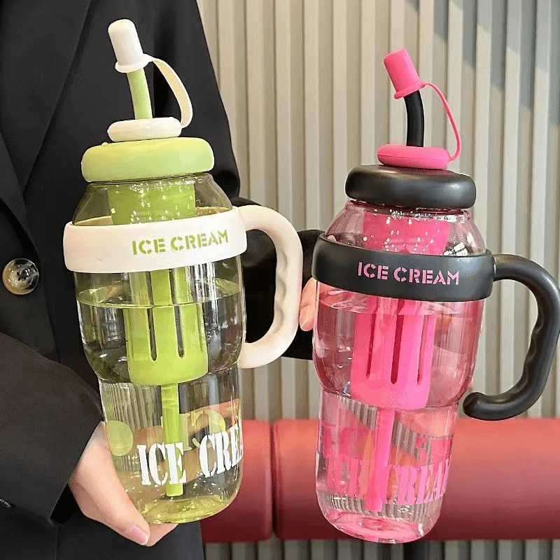 巨无霸大嘴水杯情侣高颜值女生便携带吸管花茶直饮杯LC