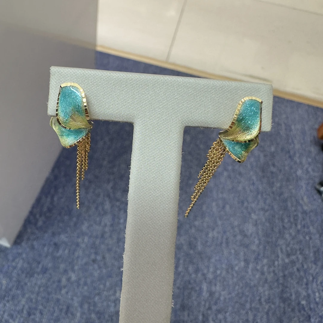 18K金耳饰，蝴蝶彩金耳饰（多样性选其一发货）欧美气质时尚个性