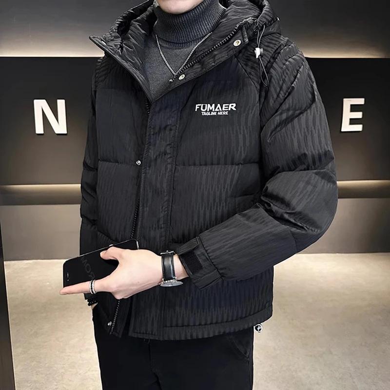 外套男秋冬款痞帅潮牌男款羽绒服外套连帽加厚男士外套羽绒服男