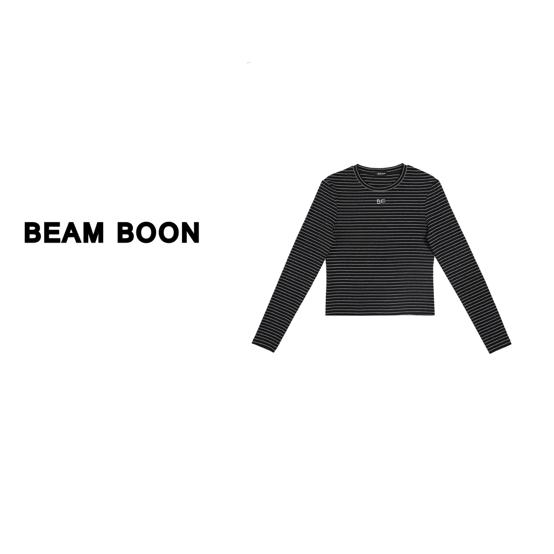 Beam Boon | 【心动打底】原创刺绣柔软百搭条纹撞色两色打底上衣