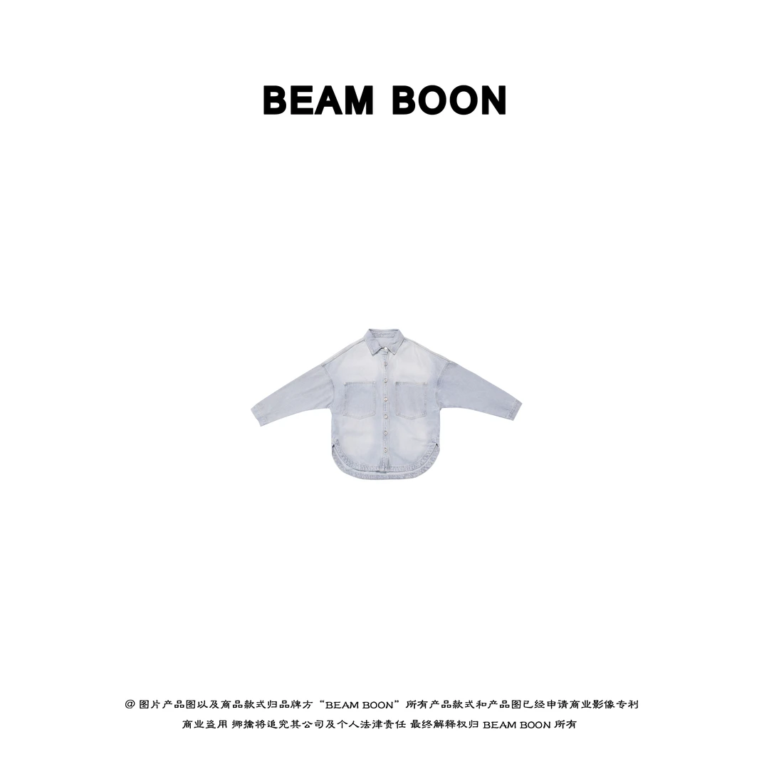Beam Boon | “巴塞罗那” 时髦重工渐变水洗蓝廓形宽松牛仔外套